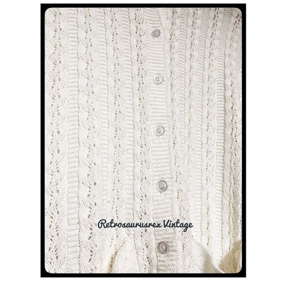 Vintage Retro Plus Off White Cardigan Sweater 2X - Picture 4 of 5